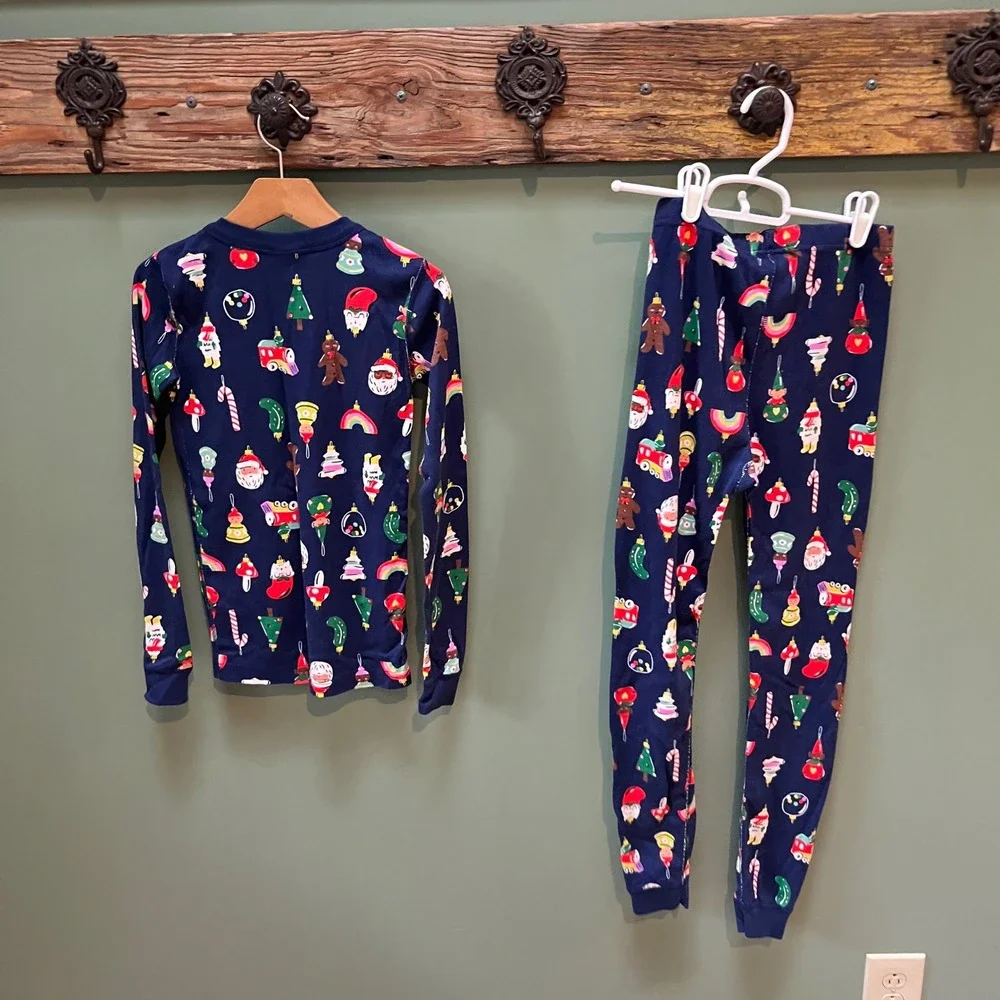 Hanna Andersson Girls Navy Holiday Ornament Organic Cotton Pajama Set Size 12